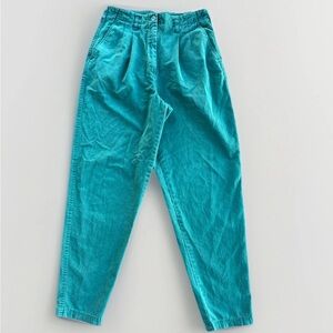 Vintage 80s The Limited Scene Teal Pleated Tapered Pants High Waist Cotton